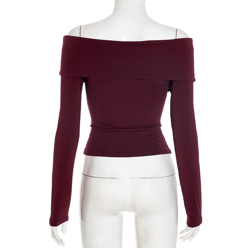 Stunning Burgundy Ruched Off-Shoulder Long Sleeve Top – Your Must-Have for Fall & Holiday Season