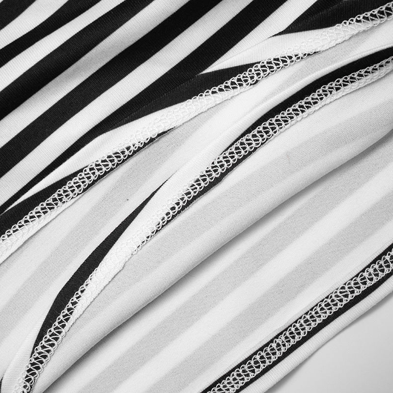 Fall Chic: Women's Striped V-Neck Wrap Long Sleeve Top with Adjustable Tie Waist