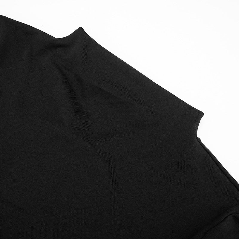 Dramatic Black Lace Panel Maxi Dress - Fall & Holiday Elegance