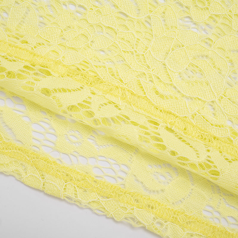 Chic Golden Yellow Lace Maxi Skirt & Crop Cardigan Set - Fall Event & Resort Ready