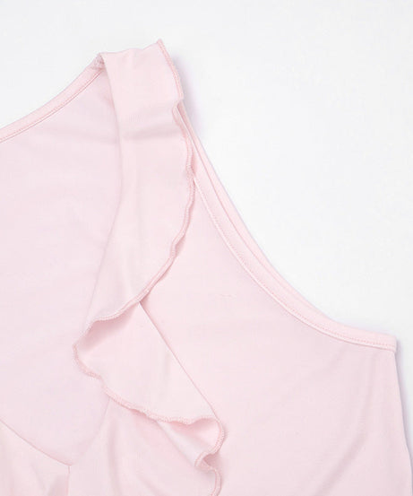 Chic Pink Ruffle V-Neck Tank Top for Women - Soft & Flattering Fall Layer