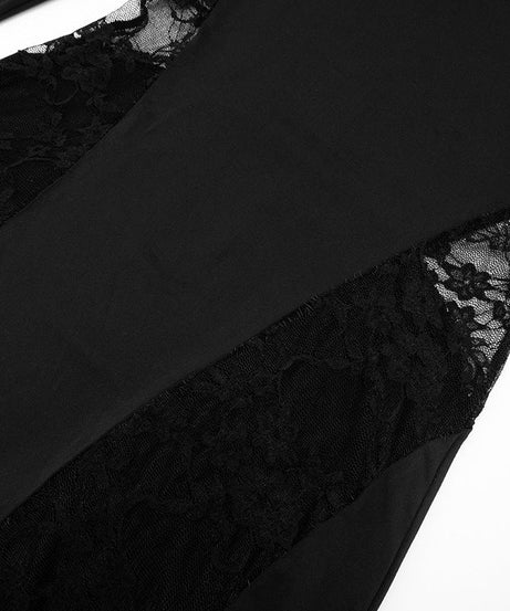 Dramatic Black Lace Panel Maxi Dress - Fall & Holiday Elegance