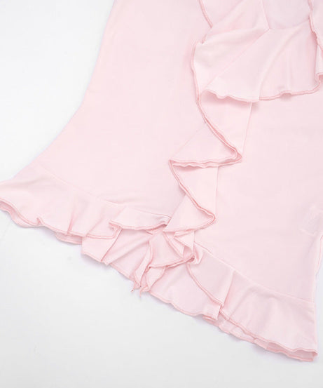 Chic Pink Ruffle V-Neck Tank Top for Women - Soft & Flattering Fall Layer