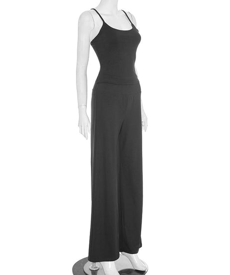 Effortless Fall Comfort: Women's Cami & Wide-Leg Palazzo Loungewear Set