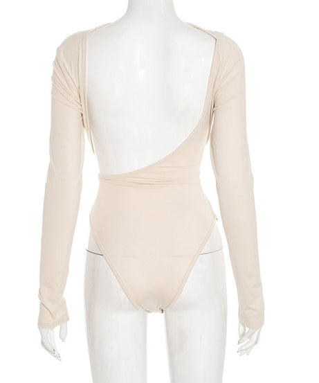 Fall Chic: The Flattering Ruched Long Sleeve Backless Bodysuit