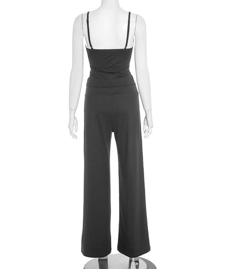 Effortless Fall Comfort: Women's Cami & Wide-Leg Palazzo Loungewear Set