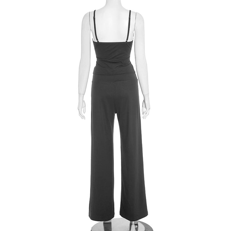 Effortless Fall Comfort: Women's Cami & Wide-Leg Palazzo Loungewear Set