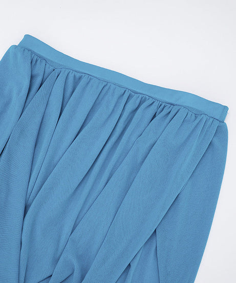 Ocean Breeze Sky Blue Draped Two-Piece Set | One-Shoulder Crop Top & Ruched Mini Skirt | Resort & Party Ready