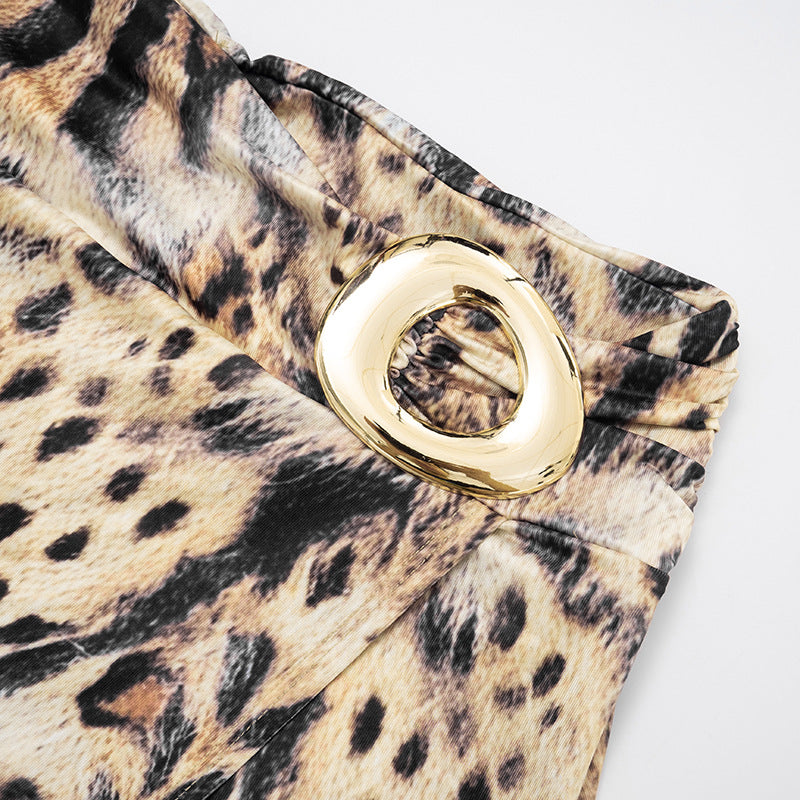 Fierce Fall Glam: Leopard Print Halter & High-Slit Maxi Skirt Set