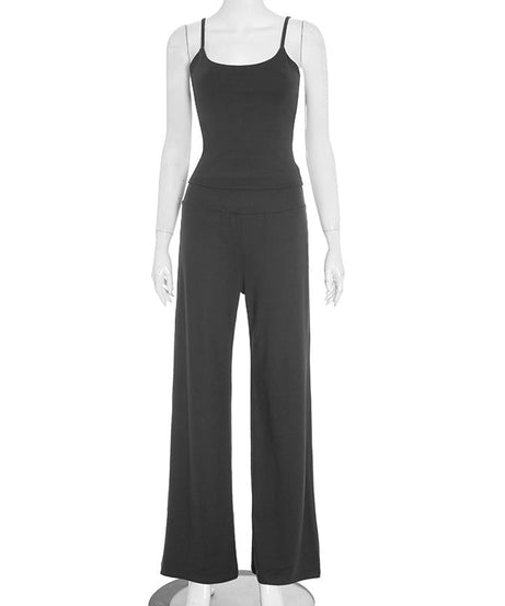 Effortless Fall Comfort: Women's Cami & Wide-Leg Palazzo Loungewear Set
