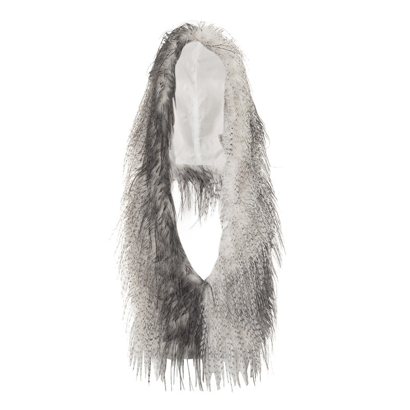 Glamorous Faux Fur Backless V-Neck Top | Luxe Fall & Winter Style for Her