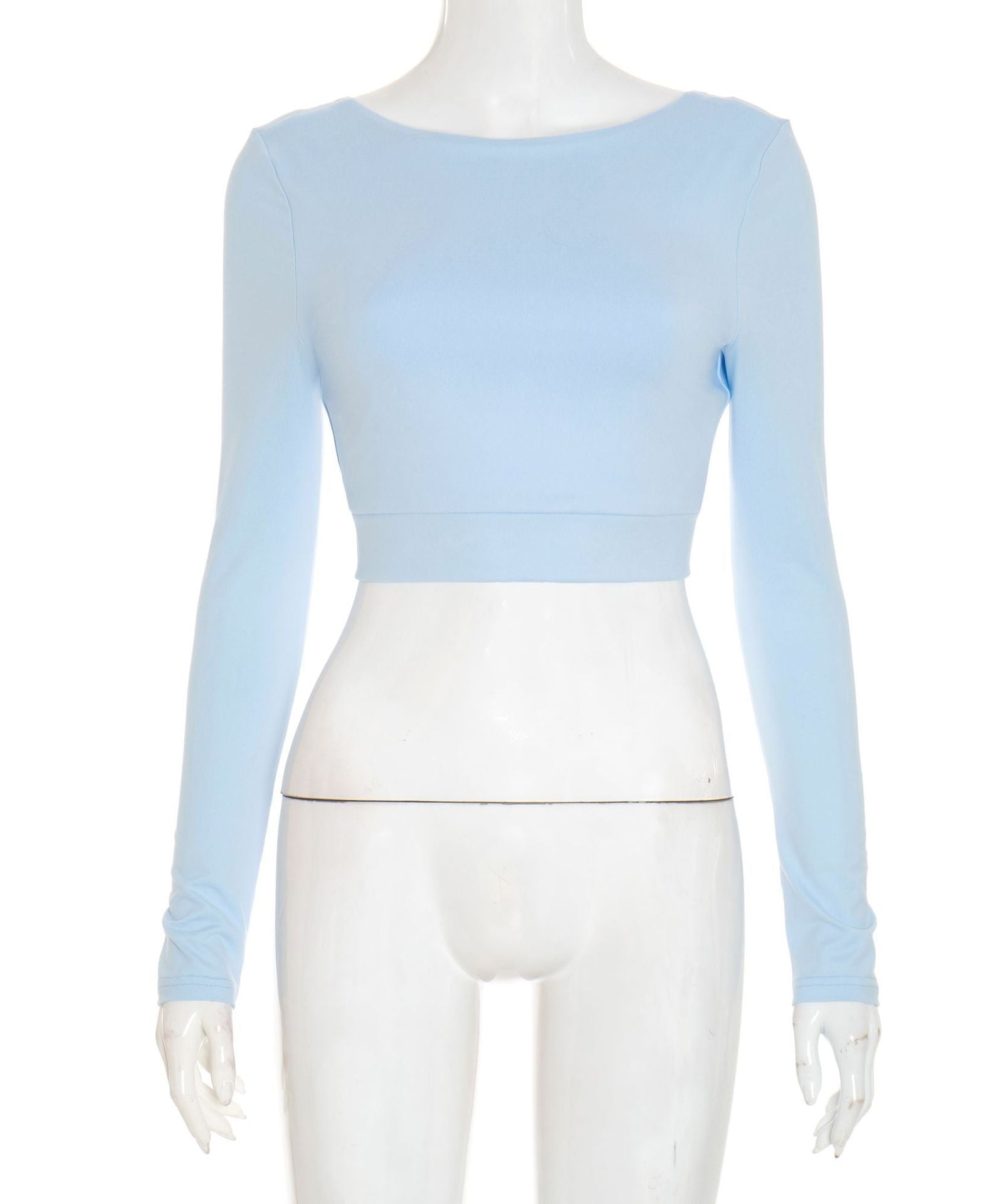 Sky Blue Long Sleeve Crop Top - Effortless Fall Style & Versatility