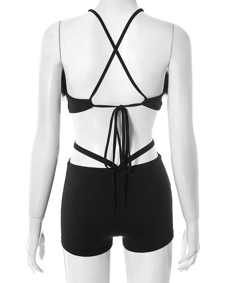 Daring Black Feather Trim Cutout Romper - Slay Your Halloween & Holiday Nights