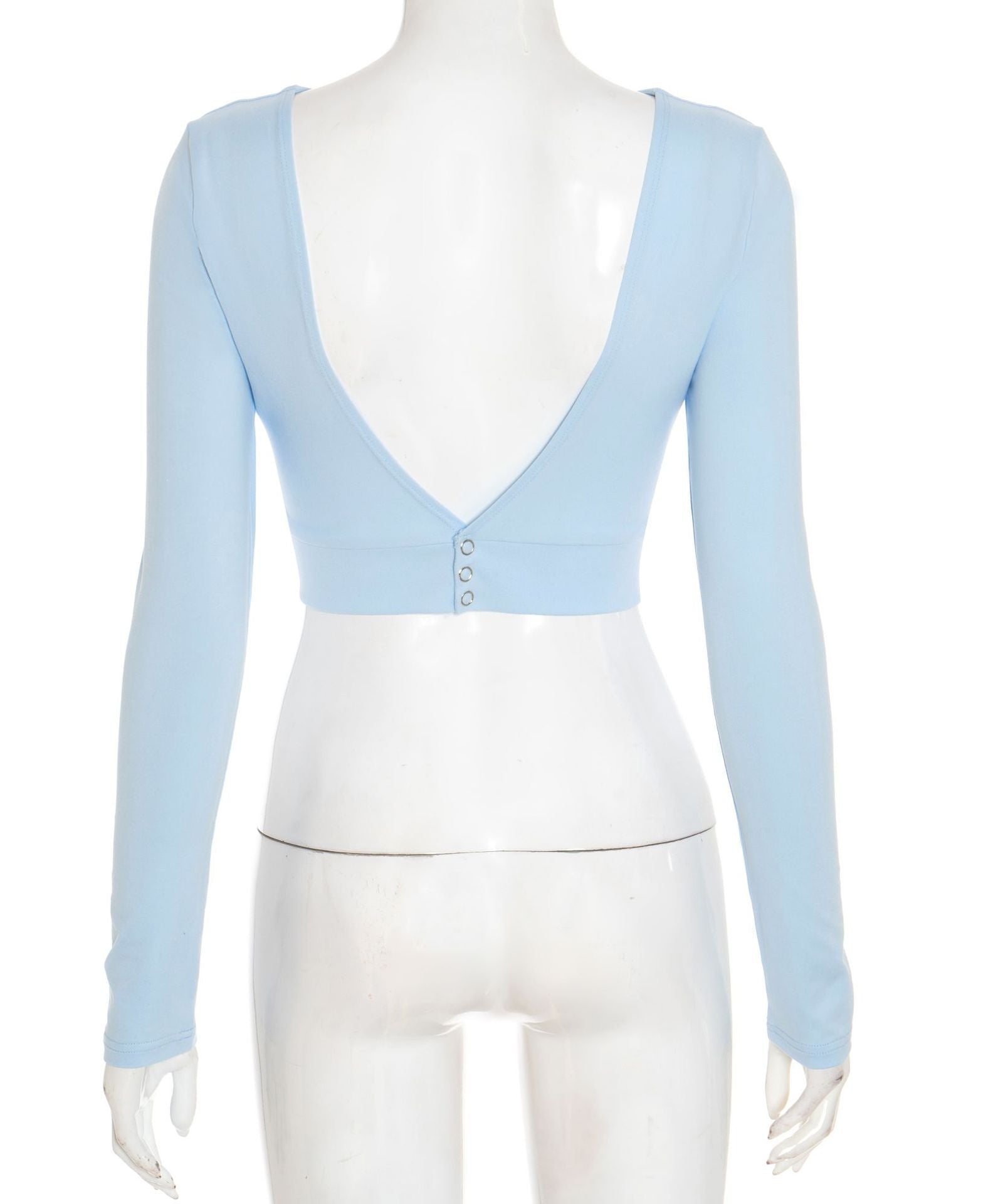 Sky Blue Long Sleeve Crop Top - Effortless Fall Style & Versatility