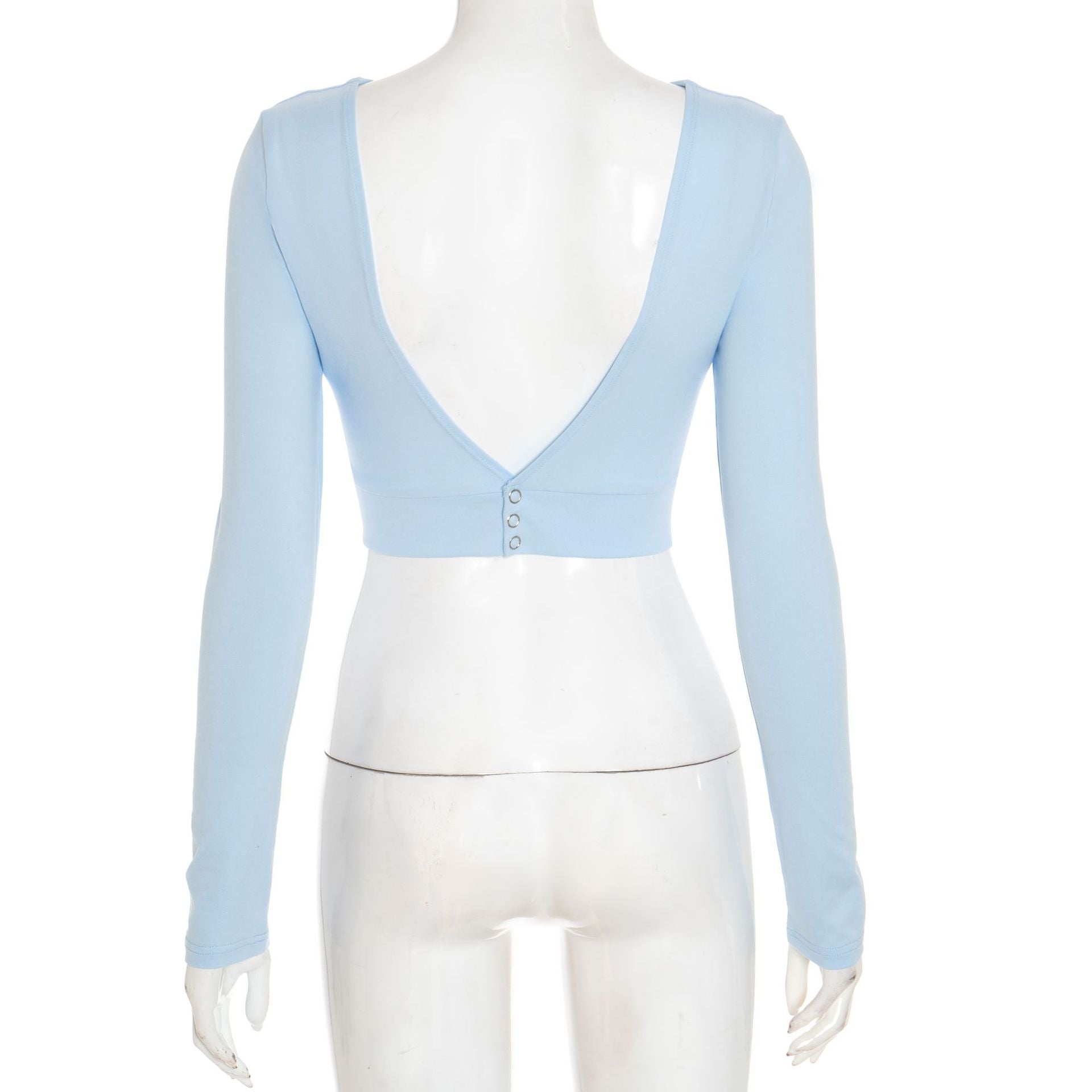 Sky Blue Long Sleeve Crop Top - Effortless Fall Style & Versatility
