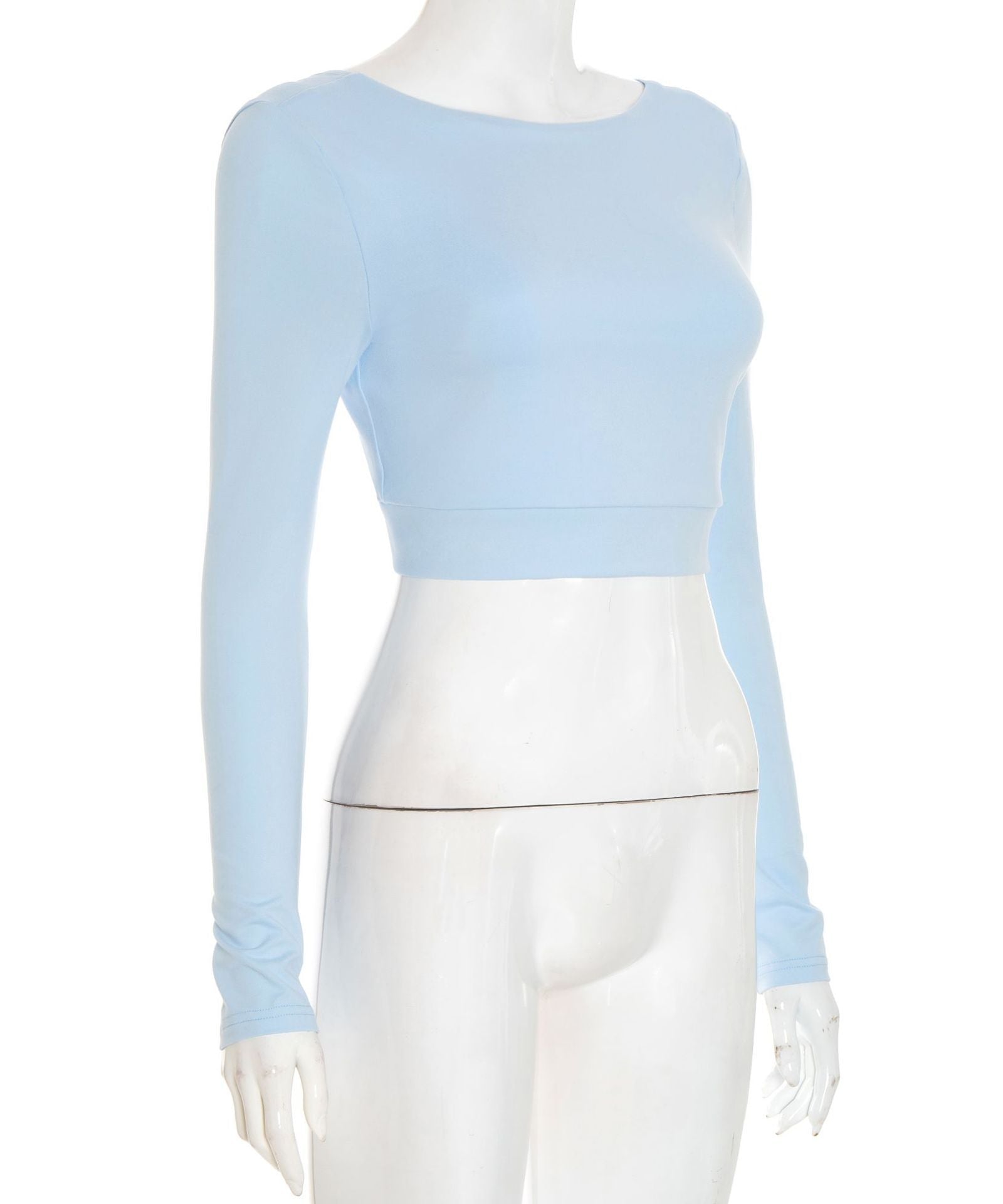 Sky Blue Long Sleeve Crop Top - Effortless Fall Style & Versatility