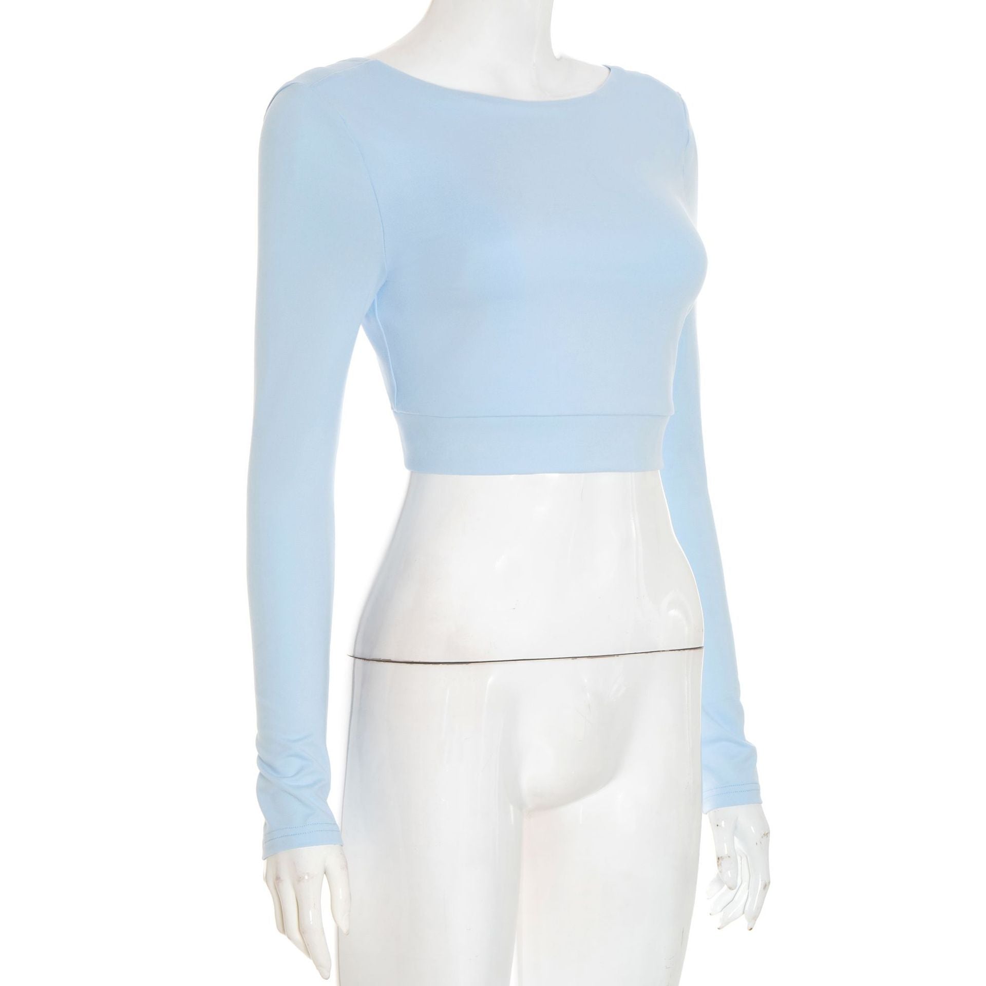 Sky Blue Long Sleeve Crop Top - Effortless Fall Style & Versatility