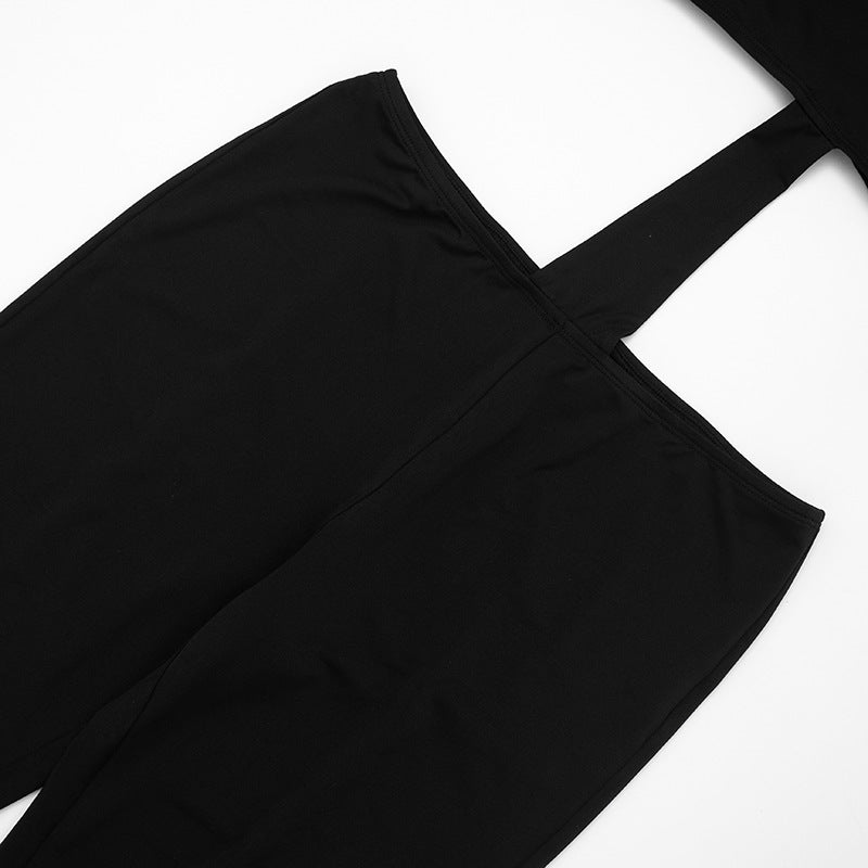 Sultry Black Cut-Out Long Sleeve Bodycon Jumpsuit - Fall & Halloween Party Ready