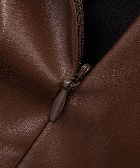 Fall Luxe Faux Leather Asymmetric Drape Mini Skirt & Crop Top Set - The Ultimate Chic 2-Piece Outfit