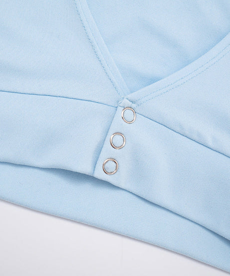 Sky Blue Long Sleeve Crop Top - Effortless Fall Style & Versatility