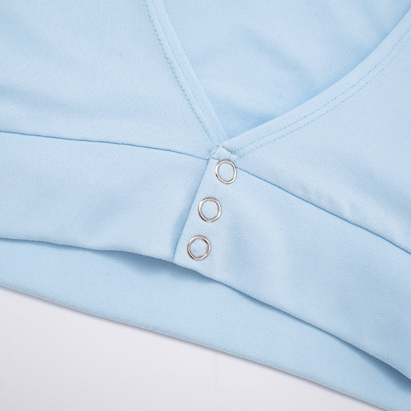 Sky Blue Long Sleeve Crop Top - Effortless Fall Style & Versatility
