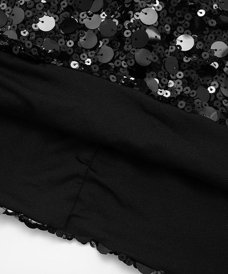 Dazzling Black Sequin Halter Mini Dress | Ultimate Holiday & NYE Party Glam