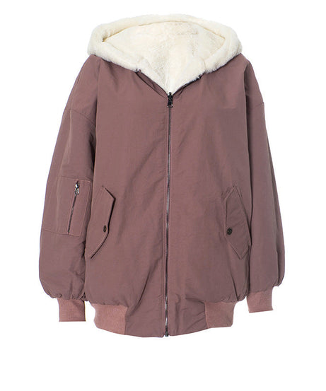 Cozy Chic: Women's Sherpa-Lined Black Zip-Up Hoodie Jacket – Your Ultimate Fall & Winter Essential