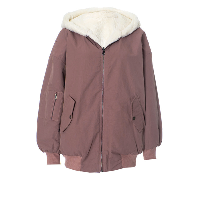 Cozy Chic: Women's Sherpa-Lined Black Zip-Up Hoodie Jacket – Your Ultimate Fall & Winter Essential