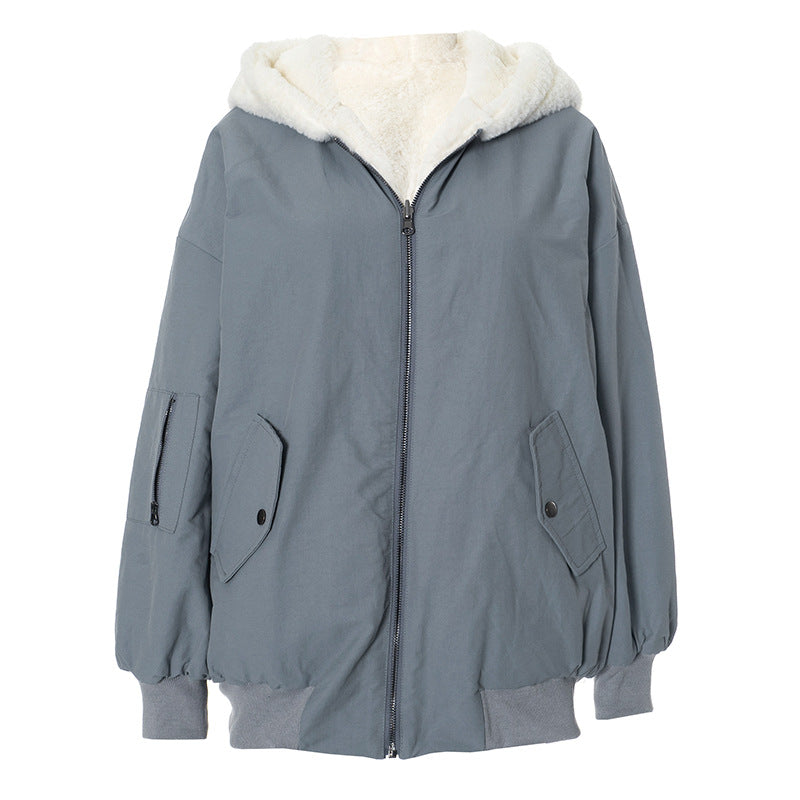 Cozy Chic: Women's Sherpa-Lined Black Zip-Up Hoodie Jacket – Your Ultimate Fall & Winter Essential