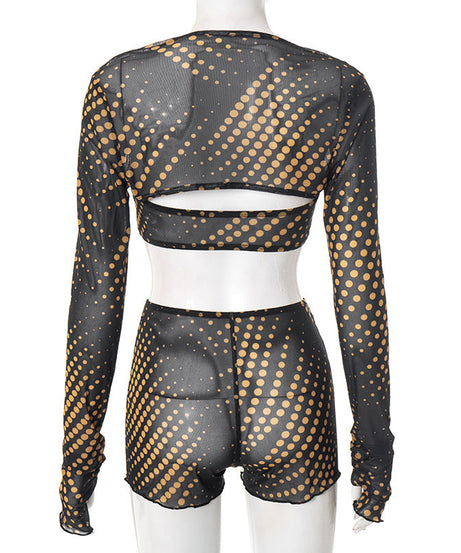Sizzling Y2K Polka Dot Mesh 3-Piece Set | Fall Club & Festival Ready for Women
