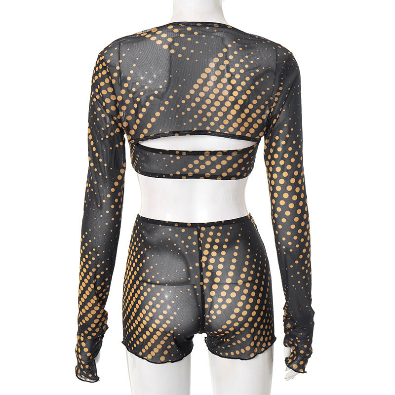 Sizzling Y2K Polka Dot Mesh 3-Piece Set | Fall Club & Festival Ready for Women