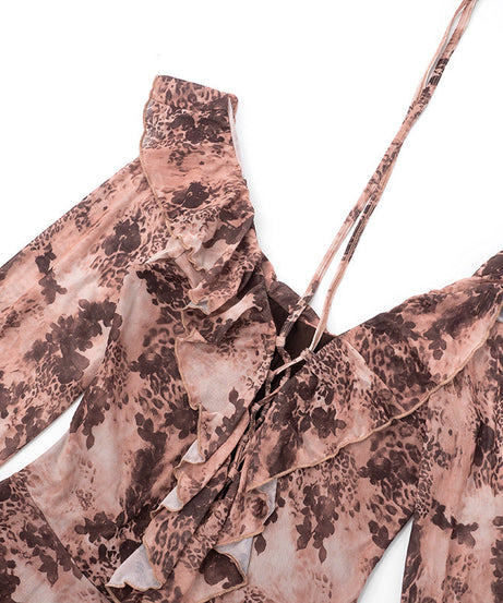 Wild Romance Ruffle Mesh Mini Dress - Autumn's Must-Have Long Sleeve Leopard Print Tunic