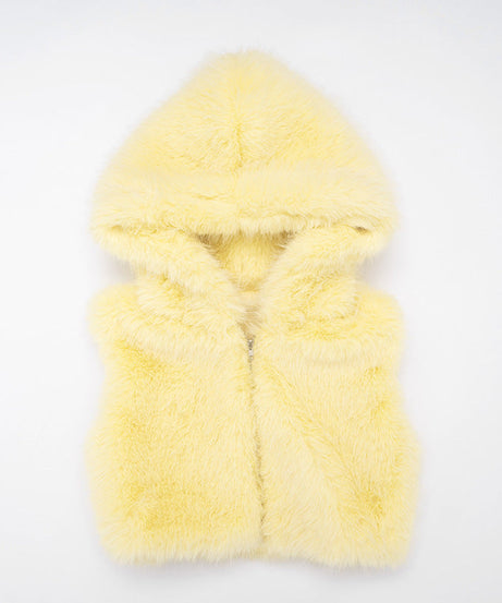 Radiant Yellow Faux Fur Vest | Cozy Zip-Up Fall Layer for American Women