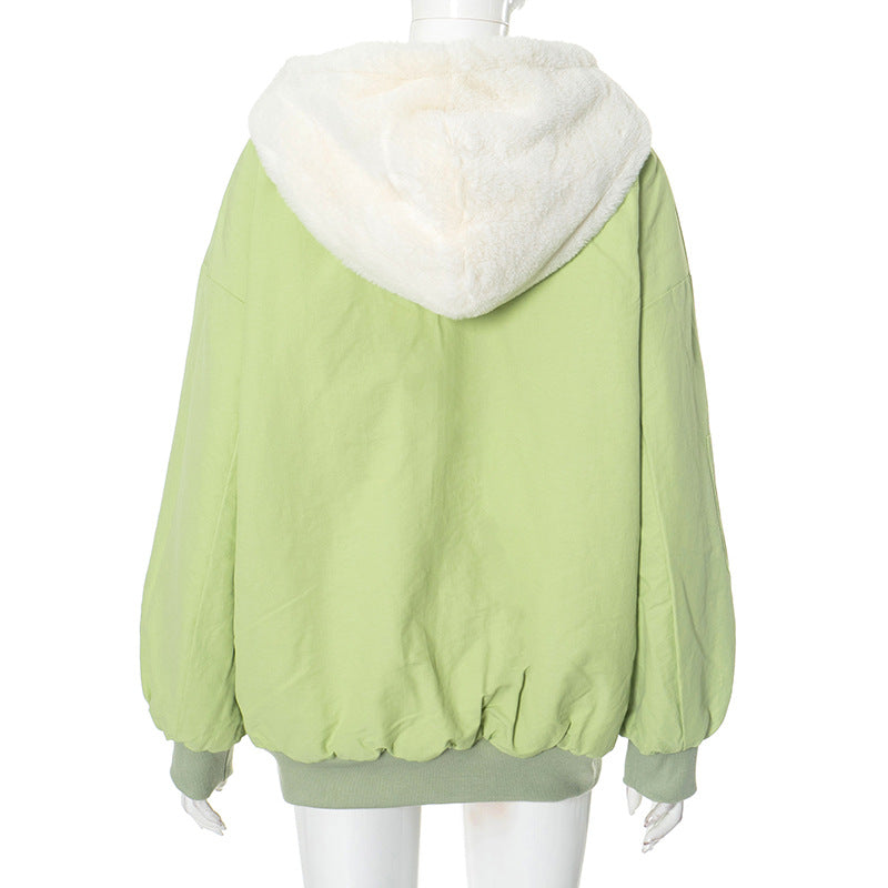 Cozy Chic: Women's Sherpa-Lined Black Zip-Up Hoodie Jacket – Your Ultimate Fall & Winter Essential