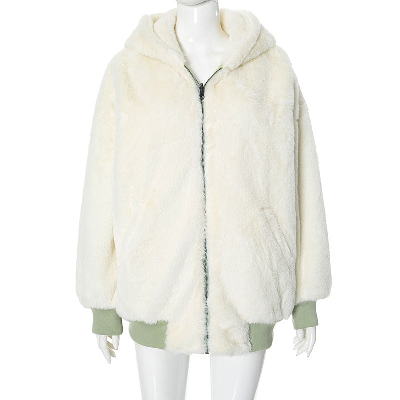 Cozy Chic: Women's Sherpa-Lined Black Zip-Up Hoodie Jacket – Your Ultimate Fall & Winter Essential