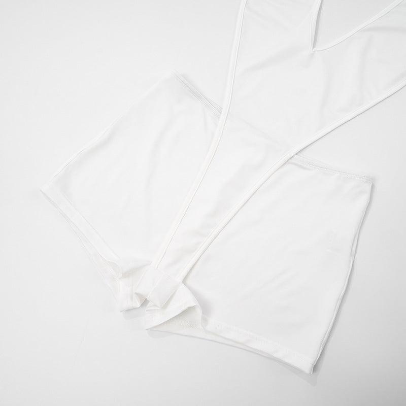 Daring Deep V Halter Cutout Romper | Black Backless Clubwear Playsuit for Fall Nights