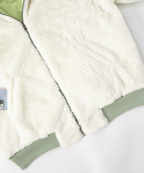 Cozy Chic: Women's Sherpa-Lined Black Zip-Up Hoodie Jacket – Your Ultimate Fall & Winter Essential