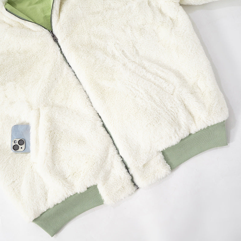 Cozy Chic: Women's Sherpa-Lined Black Zip-Up Hoodie Jacket – Your Ultimate Fall & Winter Essential