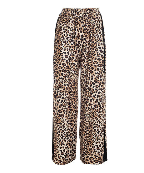 Fall Fashion Must-Have: Leopard Print Wide-Leg Palazzo Pants with Chic Side Stripe