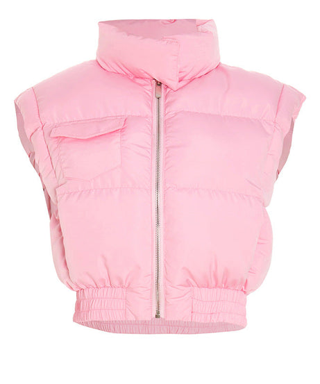 Cozy Chic Pink Cropped Puffer Vest – Fall Layering Essential for Women