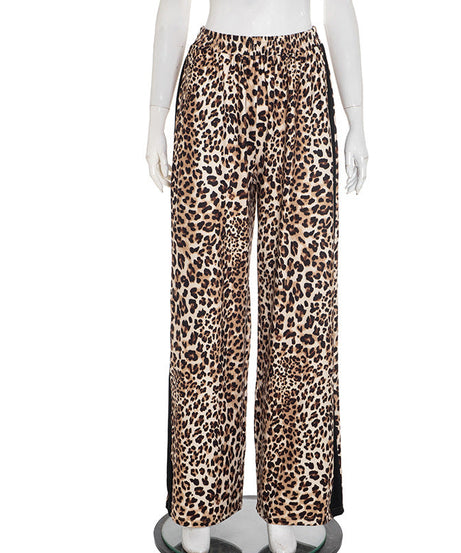 Fall Fashion Must-Have: Leopard Print Wide-Leg Palazzo Pants with Chic Side Stripe