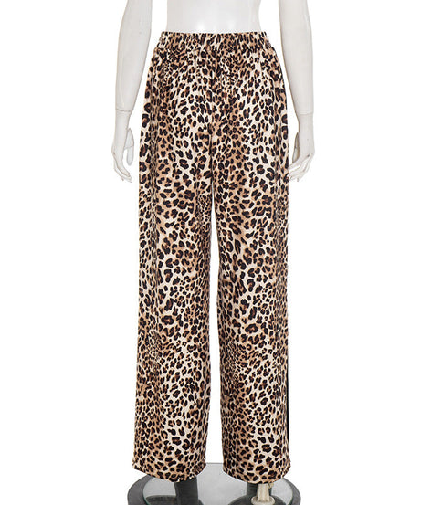 Fall Fashion Must-Have: Leopard Print Wide-Leg Palazzo Pants with Chic Side Stripe