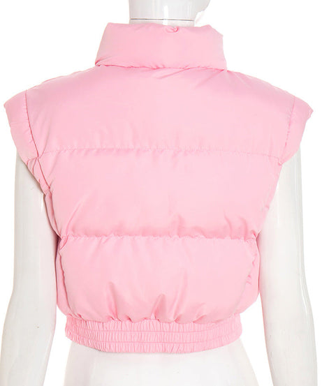 Cozy Chic Pink Cropped Puffer Vest – Fall Layering Essential for Women