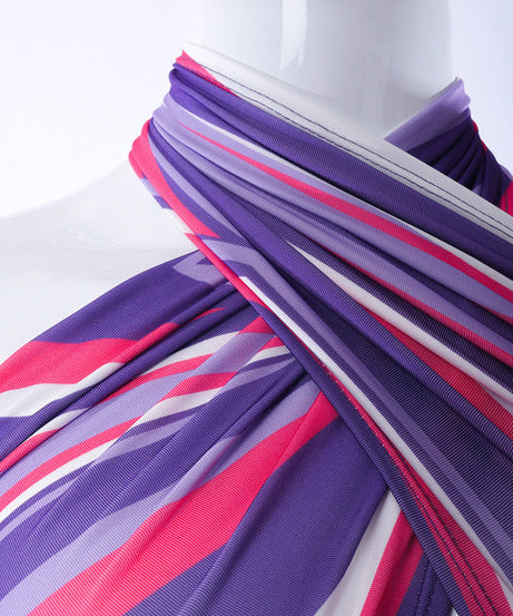 Radiant Sunset Striped Halter Crop Top & Ruched Mini Skirt Set - Your Ultimate Warm Weather Getaway Outfit