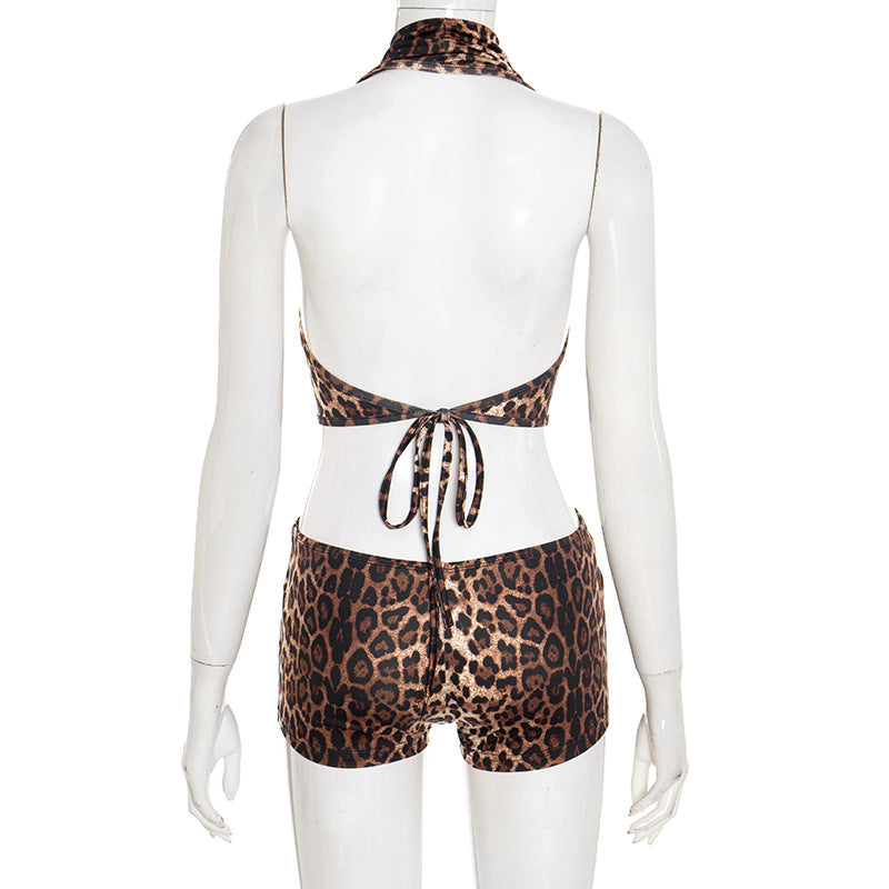 Fierce Leopard Halter Cut-Out Romper – Your Go-To for Fall Parties & Halloween