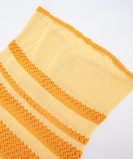 Chic Orange & Cream Stripe Knit Tube Mini Dress - Fall Party & Resort Ready