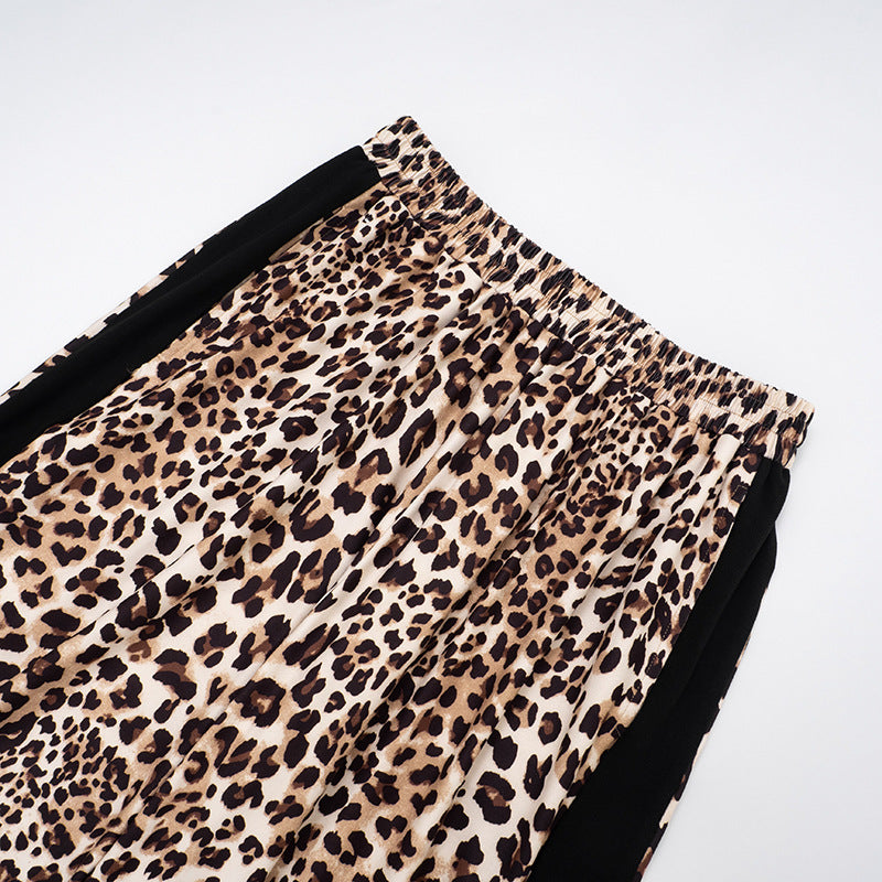 Fall Fashion Must-Have: Leopard Print Wide-Leg Palazzo Pants with Chic Side Stripe