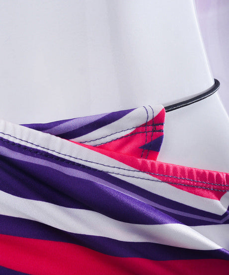 Radiant Sunset Striped Halter Crop Top & Ruched Mini Skirt Set - Your Ultimate Warm Weather Getaway Outfit