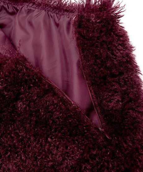 Sultry Plum Plush Hoodie & Mini Skirt Set - Chic Backless Fall & Holiday Party Look