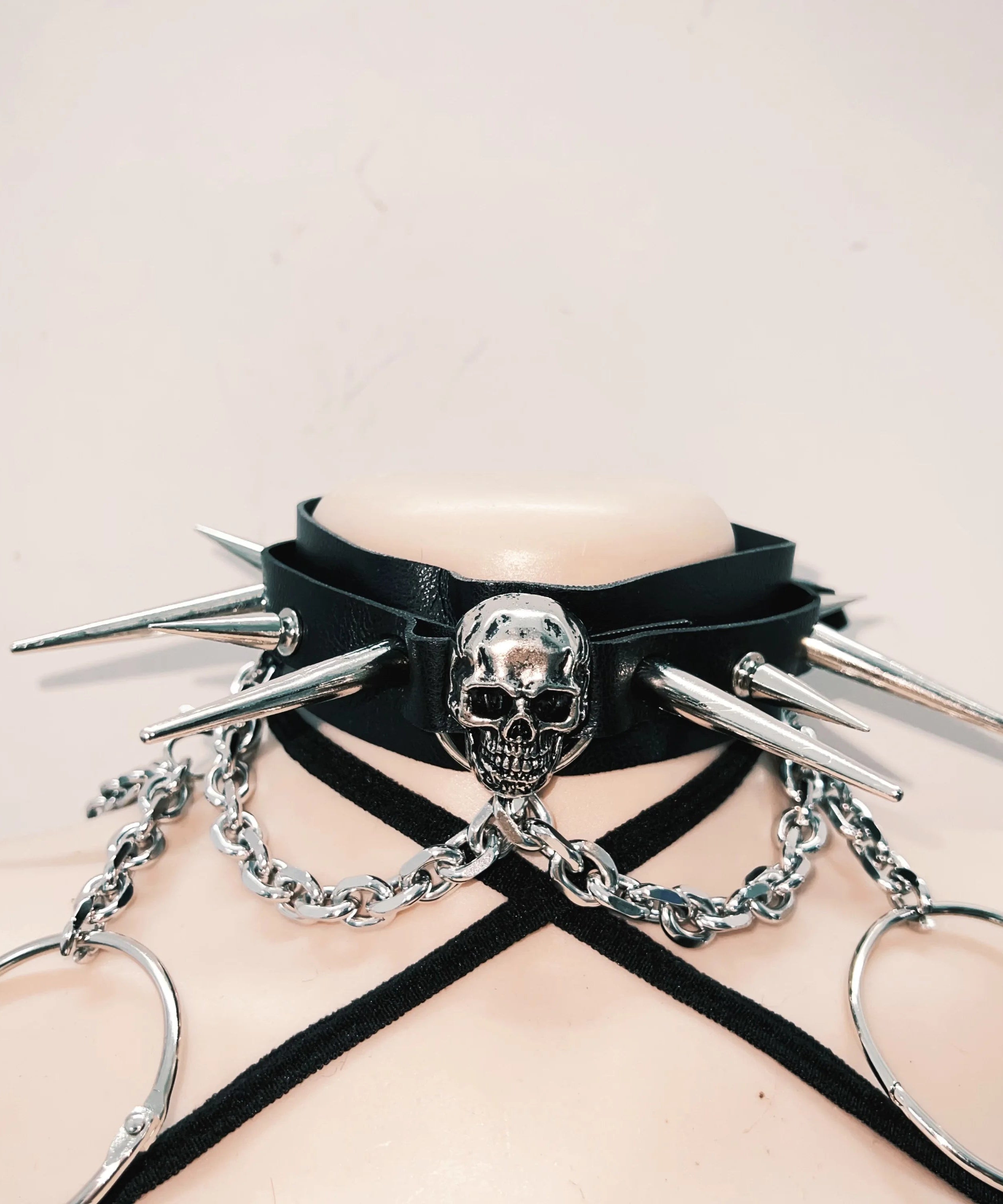 Rebel Edge Spiked Skull Fishnet Halter Top | Ultimate Halloween, Rave & Festival Clubwear